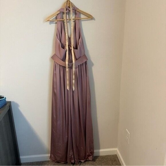 Vera Wang White Quartz V Neck Halter Gown with Sash VW360214 Size 16 - Picture 6 of 16